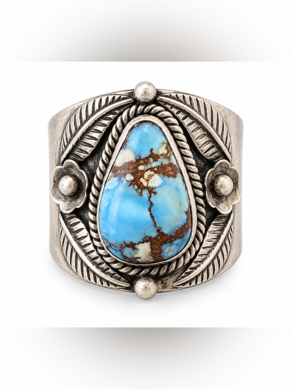 Artisan BOHO‎ crafted Golden Hill Turquoise Silver Ring size 10